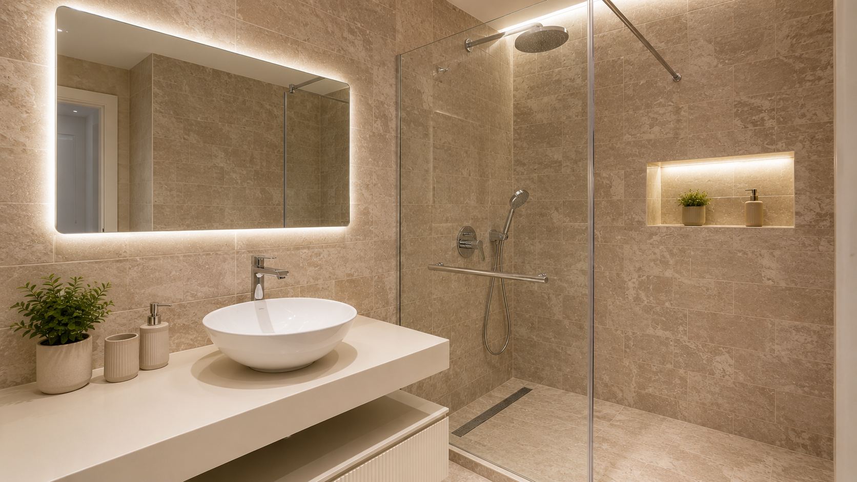 Une salle de bain à l'élégance minérale